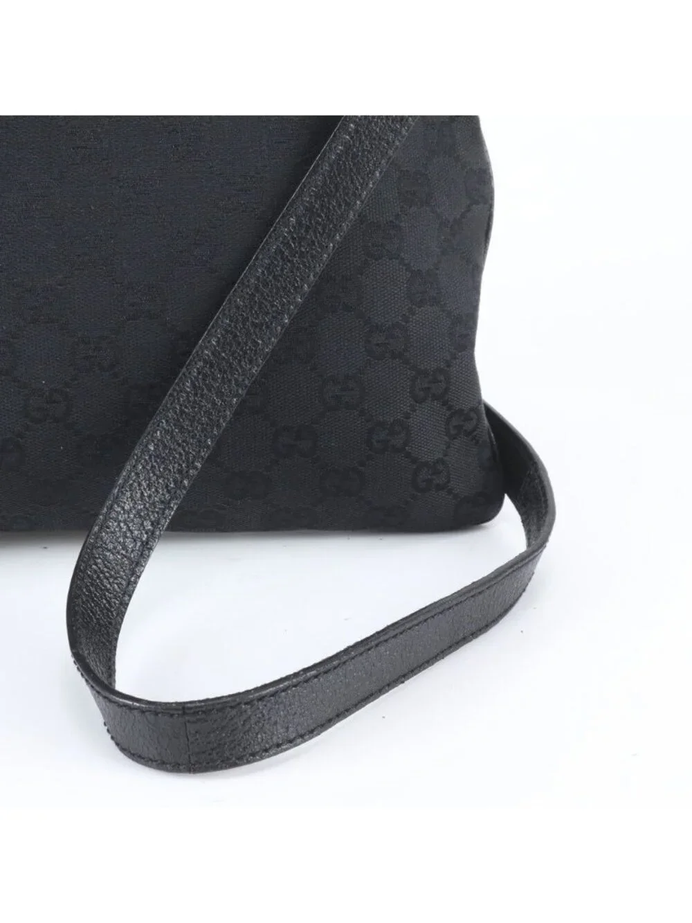 Gucci GG Canvas Leather Shoulder Bag Crossbody Messenger Black